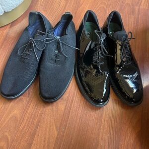 Cole Haan Black Knit and Patent Leather Oxfords Size 15